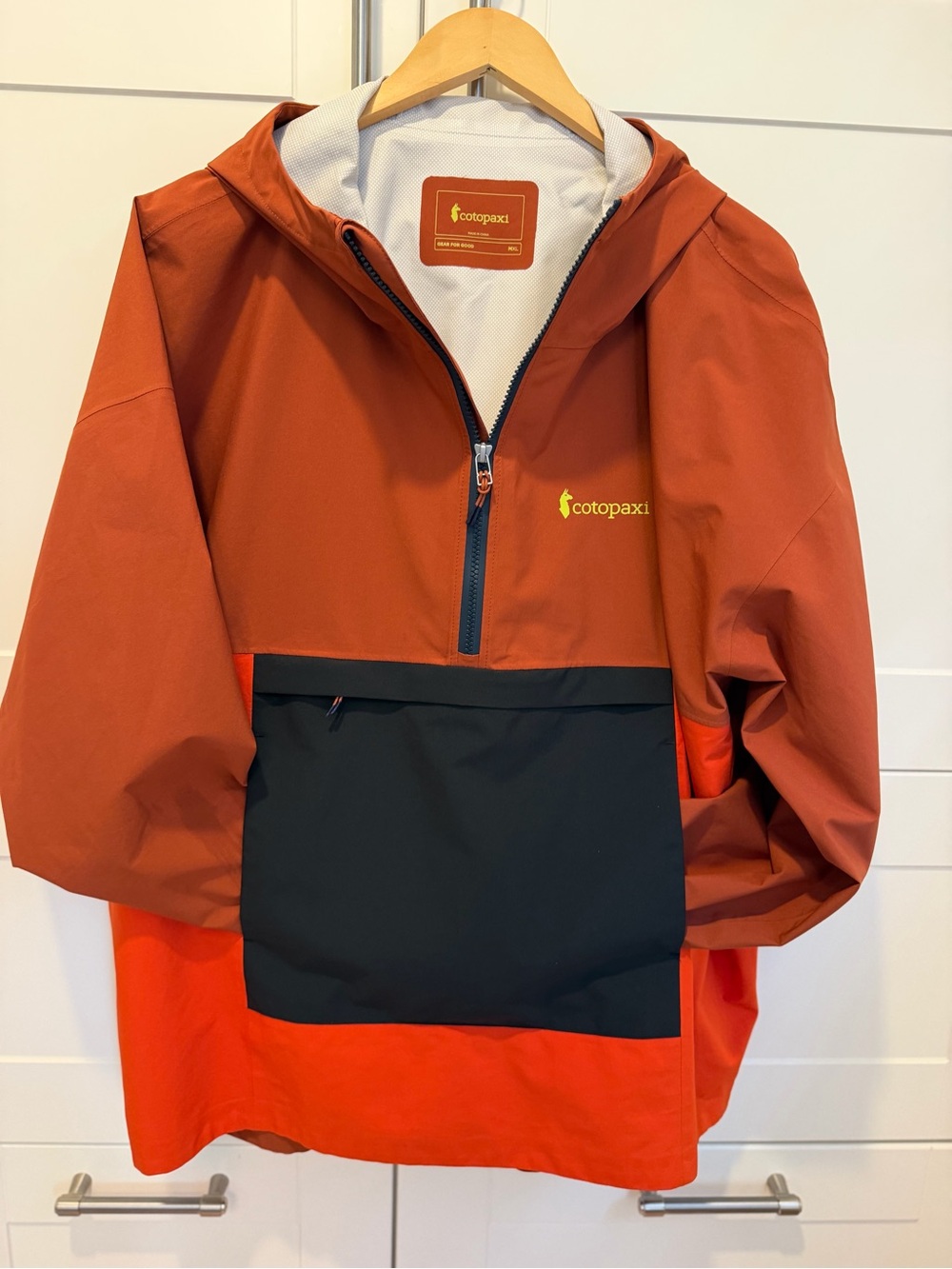 cotopaxi Rust Orange & Black Kids' Packable Rain Anorak
